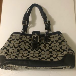 Coach Purse Bag Authentic Black Logo Print